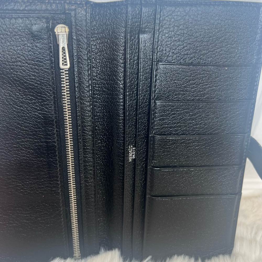 HERMES BEARN VEAU SWIFT LEATHER LONG BIFOLD WALLET IN BLACK - Picture 5 of 16
